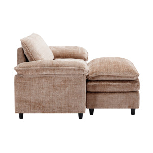 English Elm Accent Chair With Ottoman - Luxurious Chenille Oversized Sofa, Comfy Lounge Seat For Any Space W2100S00178