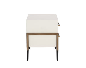 Sunpan Weldrick Nightstand - Elegant Acacia Wood Design with Soft Closing Drawers and Stylish Metal Accents Oyster