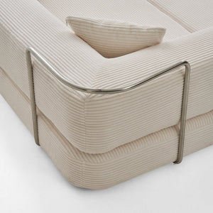 English Elm Floor Floor Couch Convertible 5-in-1 Corduroy Sofa Bed with Pillow-to-Blanket, Reinforced Frame Cream W3565P354961