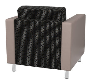OSP Home Furnishings Pacific Vinyl Club Armchair with Chrome Legs for Modern Living Room Lounge Seating Onyx Stratus PAC51-K101/R103
