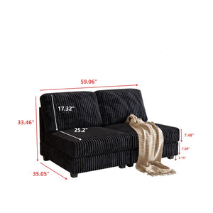 English Elm Double-seater Corduroy Sofa Solid Wood Frame Foam Cushions Cozy Living Room Loveseat W1793P305934