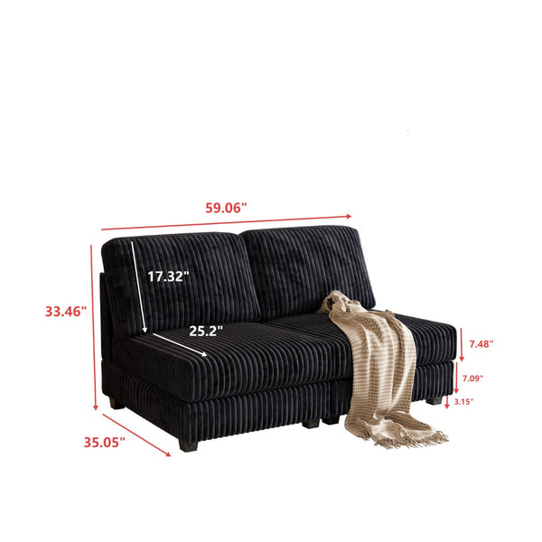 English Elm Double-seater Corduroy Sofa Solid Wood Frame Foam Cushions Cozy Living Room Loveseat W1793P305934