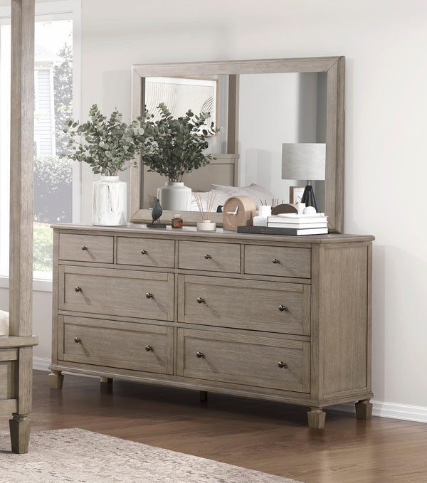English Elm Gray Oak Marceline 8-Drawer Dresser – Classic Transitional Oak Veneer, Knob Hardware, Spacious Storage B011P210428