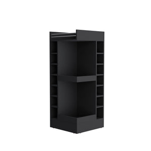 English Elm Bar Cabinet with Concealed Double Doors and 8 Wine Bottle Slots, Durable Engineered Wood Storage Solution Black 51.18 L x 23.23 W x 4.72 H B097P296847