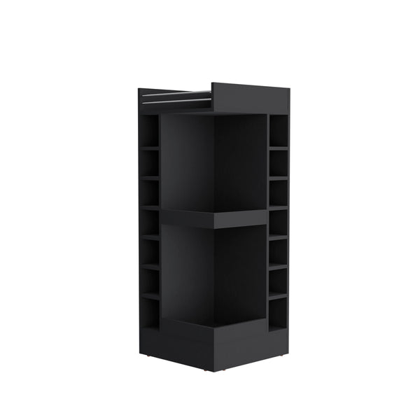English Elm Bar Cabinet with Concealed Double Doors and 8 Wine Bottle Slots, Durable Engineered Wood Storage Solution Black 51.18 L x 23.23 W x 4.72 H B097P296847