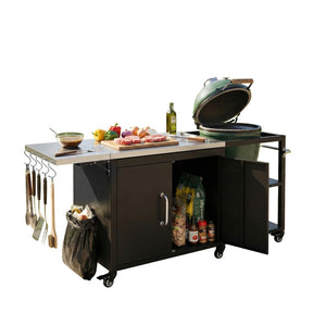 English Elm K&k Stainless Steel Outdoor Grill Cart with Cabinet Drop Leaf and Swivel Casters N707P397500B