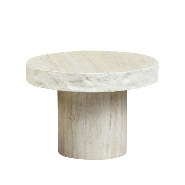 English Elm 23.82 Inch Round Fiberglass Coffee Table Sculptural Stone Texture for Modern Living Rooms W876P450500