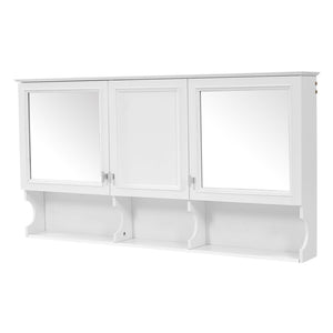 English Elm 55 Inch Wall Mount Medicine Cabinet Dual Mirrored Doors Soft Close Bathroom Vanity Storage N710P401337K