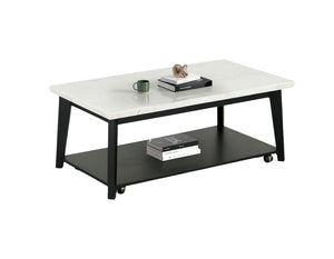 English Elm Contemporary 3-Piece Table Set With Marble Tops, Open Storage, And Stylish Black-White Finish B2741S00645