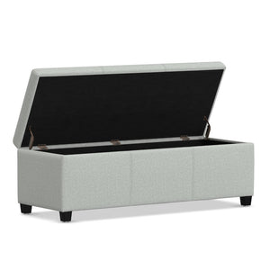 English Elm Avalon Upholstered Storage Bench Ottoman in Grey Linen Fabric for Bedroom or Living Room B136P439024