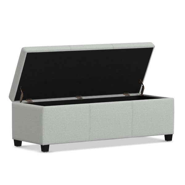 English Elm Avalon Upholstered Storage Bench Ottoman in Grey Linen Fabric for Bedroom or Living Room B136P439024