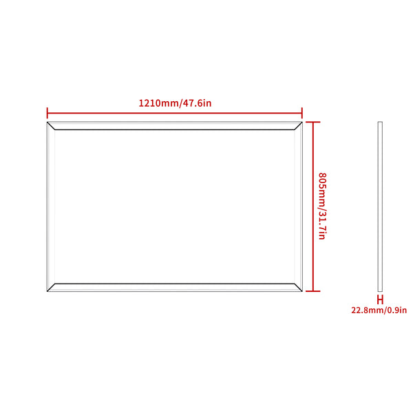 English Elm 48"x32" Oversized Modern Rectangle Bathroom Mirror with Slim Aluminum Frame, Safety Glass, Versatile Mounting Walnut W708P297667