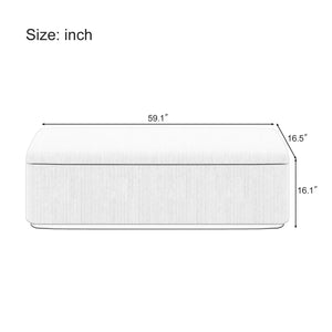 English Elm 59.1" Corduroy Storage Ottoman Bench 130L Vertical Stripe Design, Metal Base, 400LB Capacity, Light Grey N701P201414E