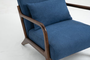English Elm Mid Century Modern Upholstered Accent Chair Natural Wood Frame with Lumbar Cushion Support W2530P407181