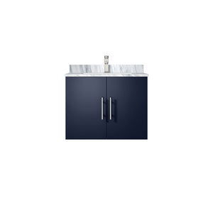 English Elm Navy Blue Bath Vanity With Carrara Marble Top & Chrome Faucet - Stylish Storage For Small Spaces B2731P258561