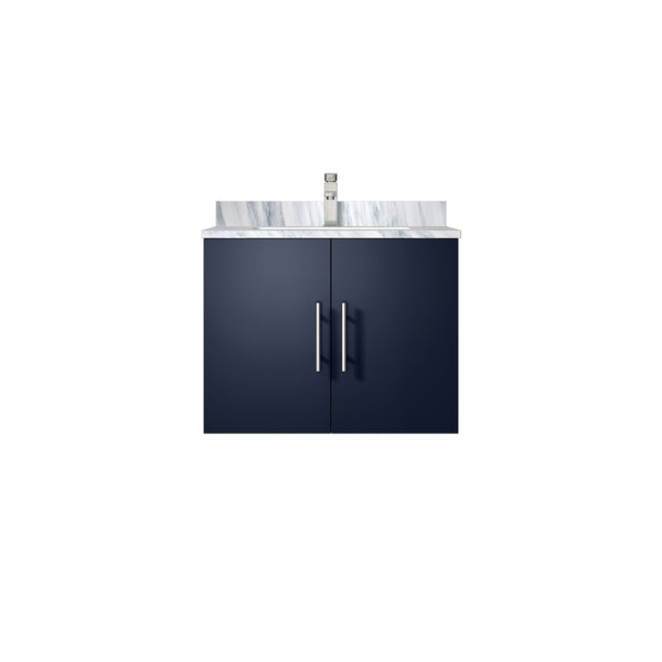 English Elm Navy Blue Bath Vanity With Carrara Marble Top & Chrome Faucet - Stylish Storage For Small Spaces B2731P258561