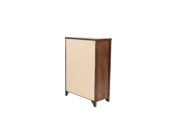 English Elm Oak 5-Drawer Chest of Drawers 34"x17"x49"H – Oak Veneer Bedroom Storage, Contemporary Wood Finish B011P244398