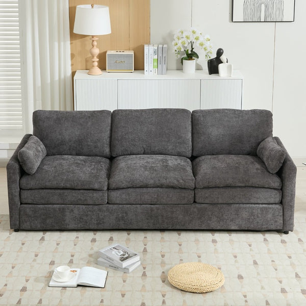English Elm 101.2" Modular Chenille Sectional Sofa with Tufted Cushions and Deep Seating for Living Room Grey N719S001922E