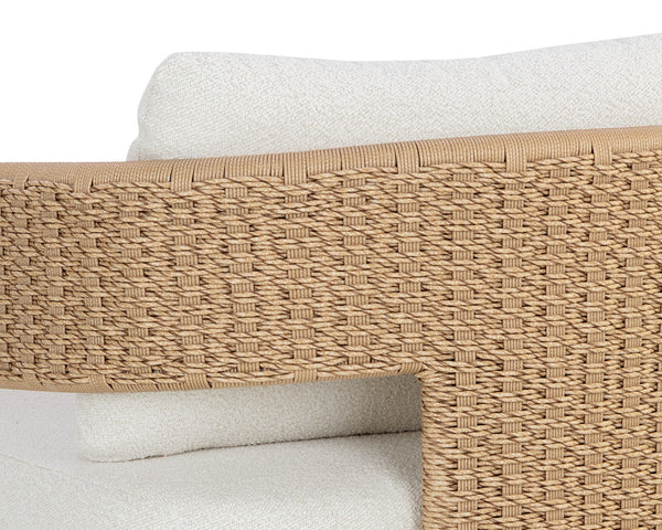 Sunpan Pylos Lounge Chair - Stylish Geometric Curves with Durable Wicker and Soft Performance Fabric Comfort Natural / Louis Cream