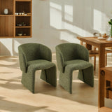 Green Modern Dining Accent Sofa Chair, Upholstered Teddy Comfy Reading Chair, Set of 2