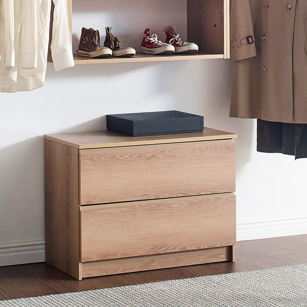 English Elm Devi Oak Wall-Mounted Closet System with Durable Melamine Wood, Ample Modular Storage & Easy Assembly B040S00118