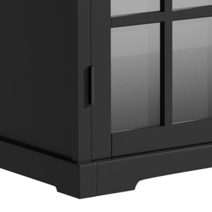 English Elm Christopher Knight Home® - 30" Modern Bathroom Vanity with Ceramic Sink, Tempered Blurred Glass Doors, Rubber Wood Frame Storage Matte Black N817P279904B