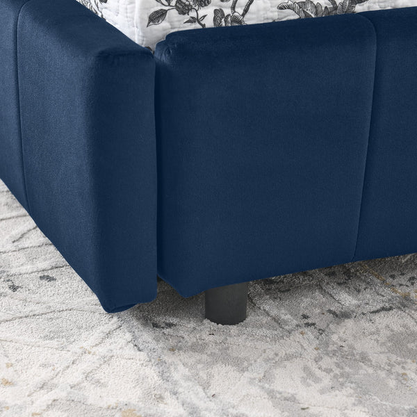 English Elm Full Size Upholstered Tufted Bed Frame With Storage, Dark Blue Velvet Sofa Bed For Stylish Living Rooms W487S00304