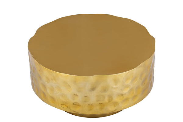 English Elm CT-90-25-30 Hand-Hammered Stainless Steel Coffee Table in Gold — Modern Rounded Design, Unique Texture, Luxe Finish (90) B009P321116