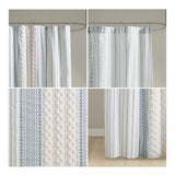 INK+IVY Imani Mid-Century Cotton Printed Shower Curtain with Chenille II70-1319 White/Navy