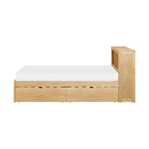 English Elm Modern Twin Platform Bed with Bookcase Headboard in Warm Natural Pine Wood Finish B011S02423