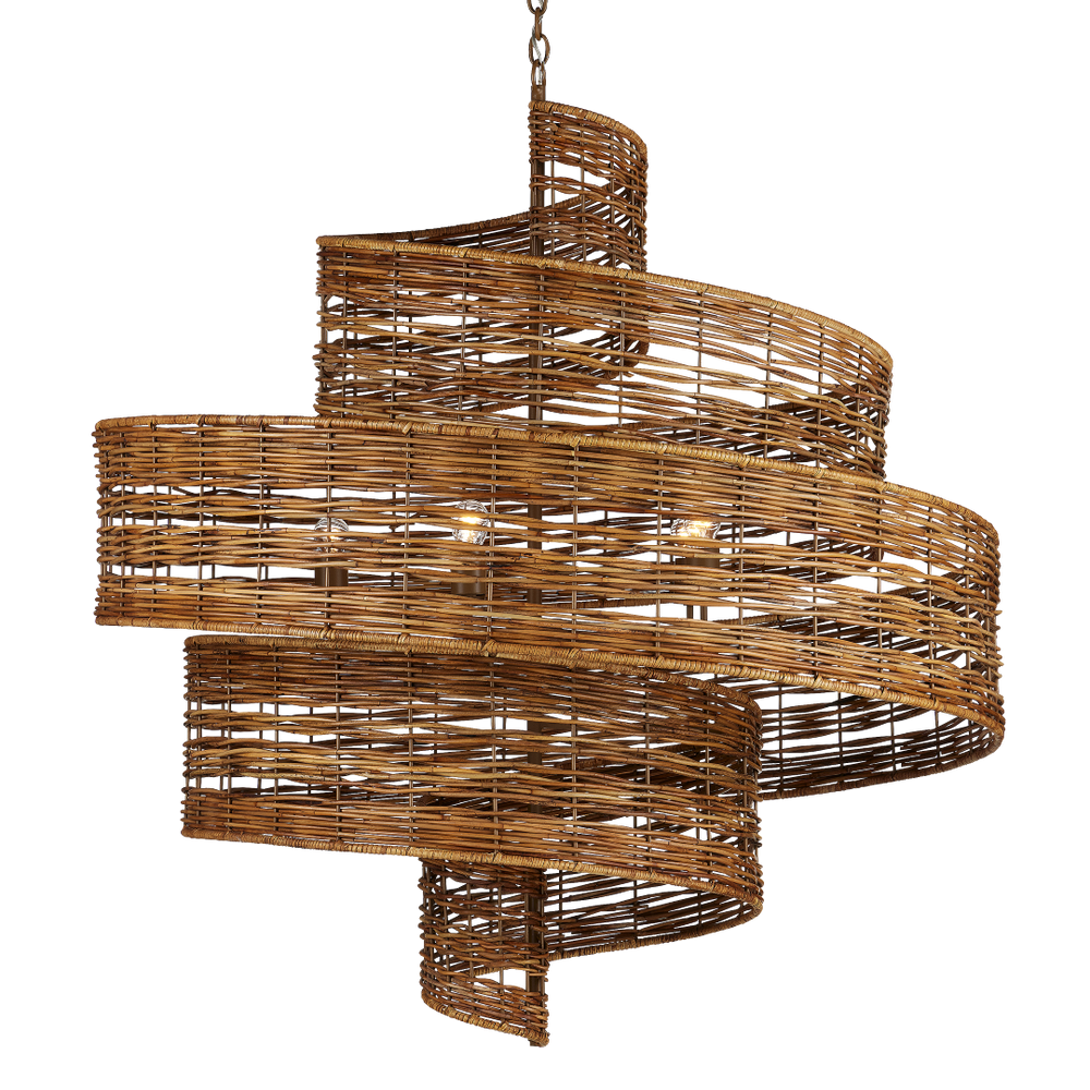 Saisei Grande Chandelier - Stunning Rattan & Wrought Iron Design, Inspired by Cosmic Regrowth & Revival