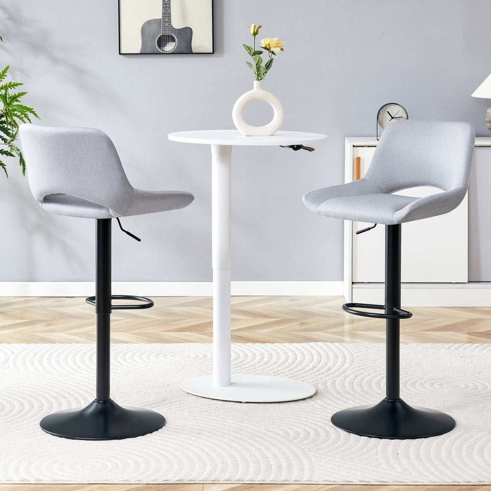 English Elm Set of 2 Pu Leather Barstools with Gold Footrest Curved Back for Kitchen Island W1151P383773