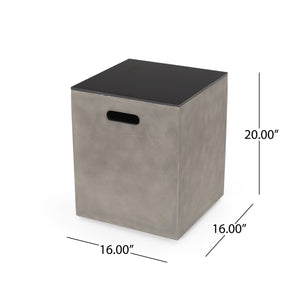 English Elm Christopher Knight Home® - MGO Modern Tank Holder Side Table with Polished Ceramic Top, Lightweight Concrete, 16"x16"x20" 67016.00LGRY