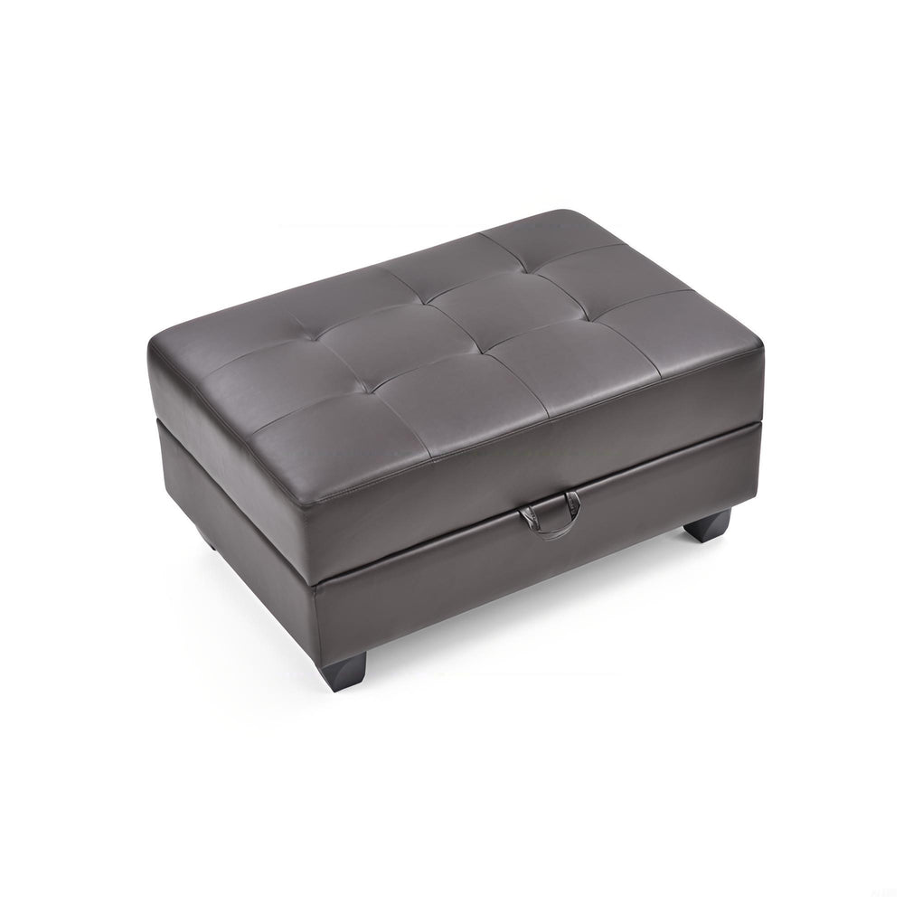 English Elm Revere Cappuccino Ottoman G305-O – Tufted Faux Leather Extra Seating, No Assembly, Durable Frame B078108151