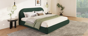 English Elm Christopher Knight Home® - Dark Green Velvet Queen Bed with Curved Headboard, 800lb Capacity, Easy Clean Luxury Design N769Q347972G