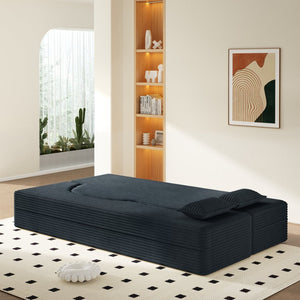 English Elm Modern Corduroy Floor Sofa Foldable Twin Sleeper Foam Filled for Dorms and Playrooms Dark Grey W1885P446607