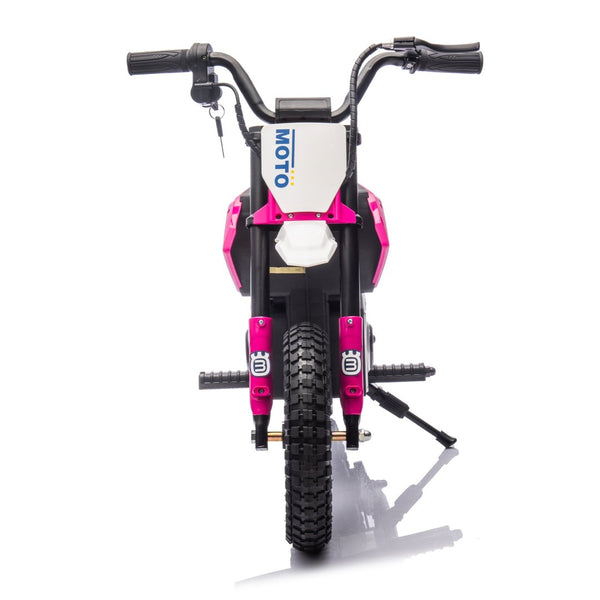 English Elm 24v Kids Electric Motocross Motorcycle 200w Hub Motor Suspension Led Bluetooth Audio Pink W1578P225049