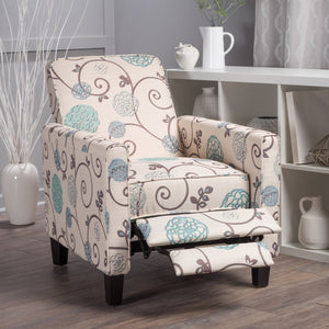 English Elm 27.5" Floral Push Back Recliner Beech Wood Legs Polyester Upholstered Lounge Armchair N763P410540K
