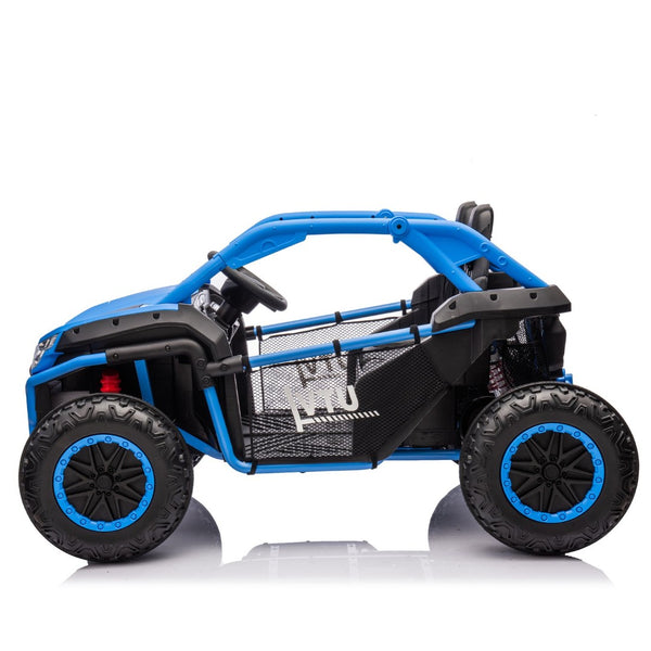 English Elm 24v Two Seater Kids Utv with Parental Remote Dual Motors Four Wheel Suspension Led Blue W1578P198432
