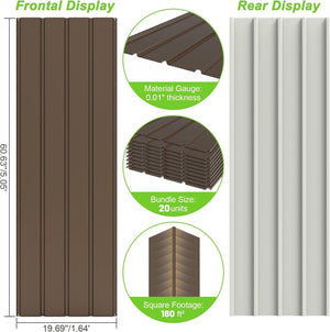 English Elm 20pcs Galvanized Steel Corrugated Roofing Panels Waterproof Outdoor Shed Pergola Kit W1859P471232