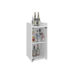 English Elm Bar Engineered Wood Bar Cabinet with Glass Door and 3 Shelves for Bottles & Glassware, Compact Design White 35.83 L x 19.69 W x 4.72 H B097P350285