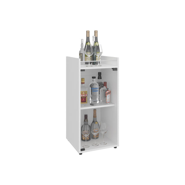 English Elm Bar Engineered Wood Bar Cabinet with Glass Door and 3 Shelves for Bottles & Glassware, Compact Design White 35.83 L x 19.69 W x 4.72 H B097P350285