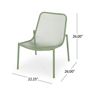 English Elm Kincaid Outdoor Iron Mesh Conversation Set Rust Resistant Patio Chairs with Side Table Matte Green N775P392159G