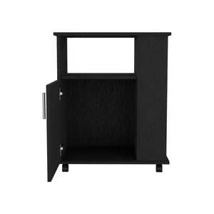 English Elm Lower Microwave Pantry 29" H Single Door Cabinet with Open Shelf, Side Storage, Durable Engineered Wood Black 30.31 L x 22.04 W x 5.71 H B097133102