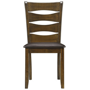 English Elm Transitional Ladder Back Dining Chairs Solid Wood Faux Leather Seat Set of 2 B056P416794