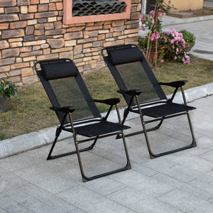 English Elm Outsunny Folding Patio Chairs Set Of 2, Adjustable Sling Back Outdoor Chairs For Comfort & Versatility W2225P200724-GIGA