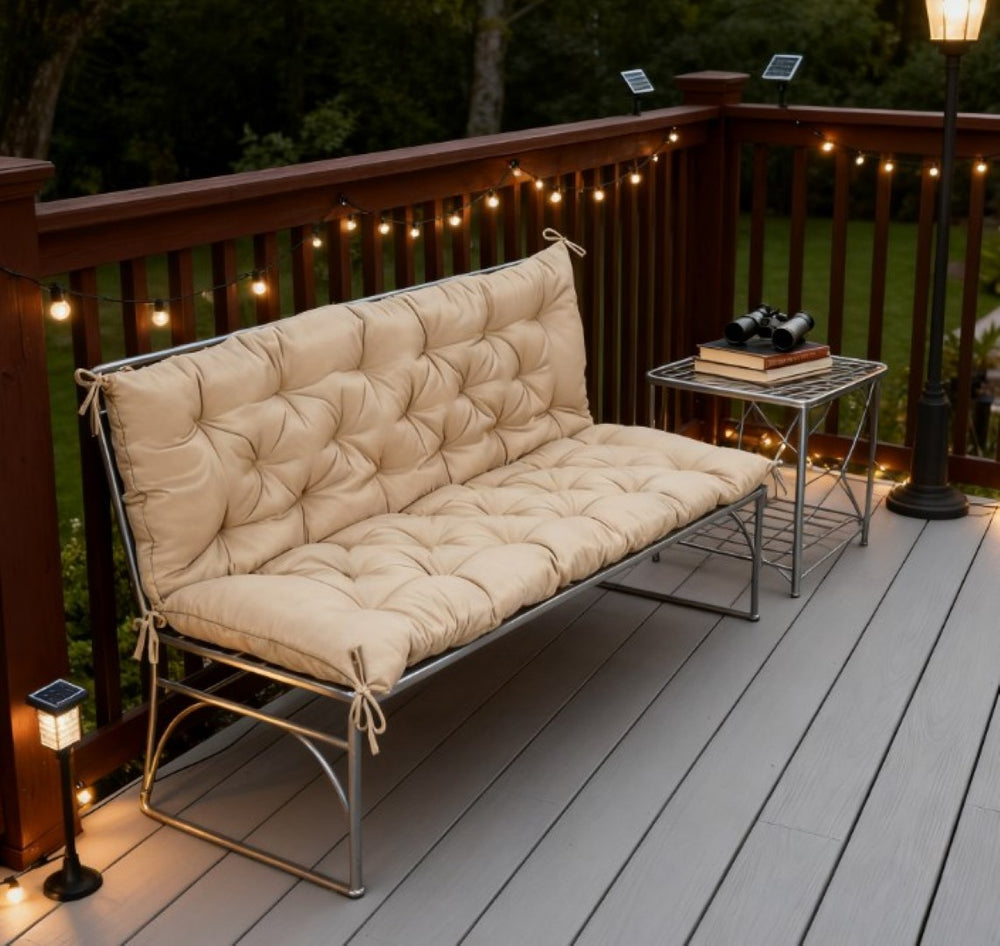 English Elm Patio Bench Cushion Tufted Overstuffed Polyester Fill for Swing Sofa Pergola Seating T3971P418271