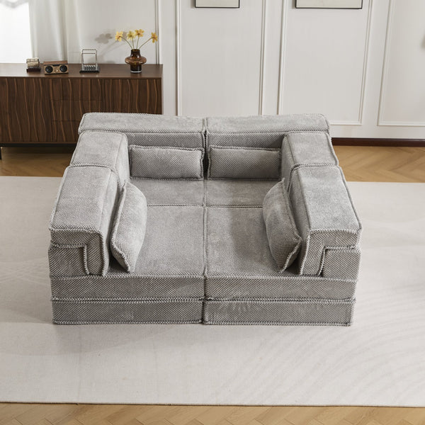 English Elm Compression Boneless Modular Sofa Bed - Versatile, Plush 4-Seater With Pillows, No Assembly Needed! W3723S00032