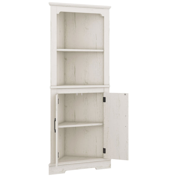 English Elm Tall Corner Cabinet Wood Grain Beige - Tall 69.3" Storage Tower with Doors, Shelves & Space-Saving Design W1580P257486