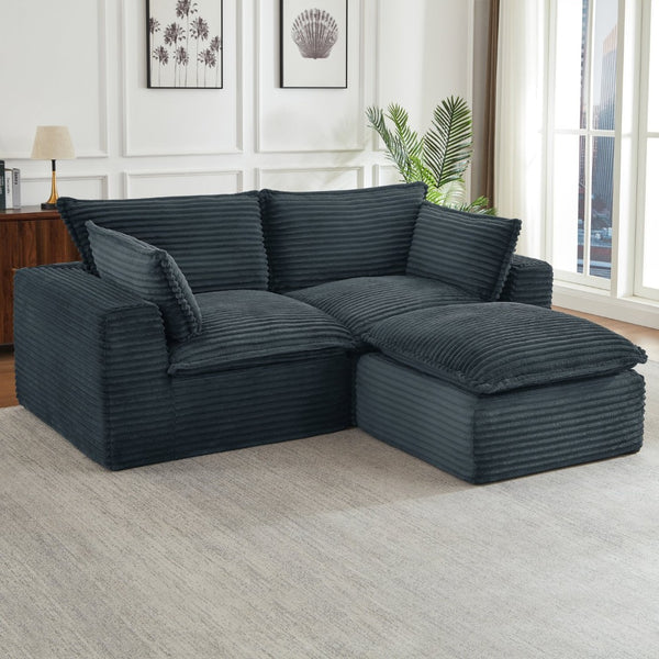 English Elm Loveseat Cloud Couch Corduroy Upholstered Modular Sofa for Relaxed Living Room Lounging Dark Grey W2339S00144